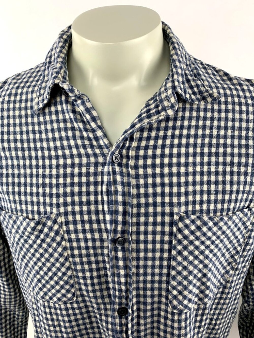 Denim & Supply Ralph Lauren Mens XL Blue White Gingham Check Shirt Retro Vibe